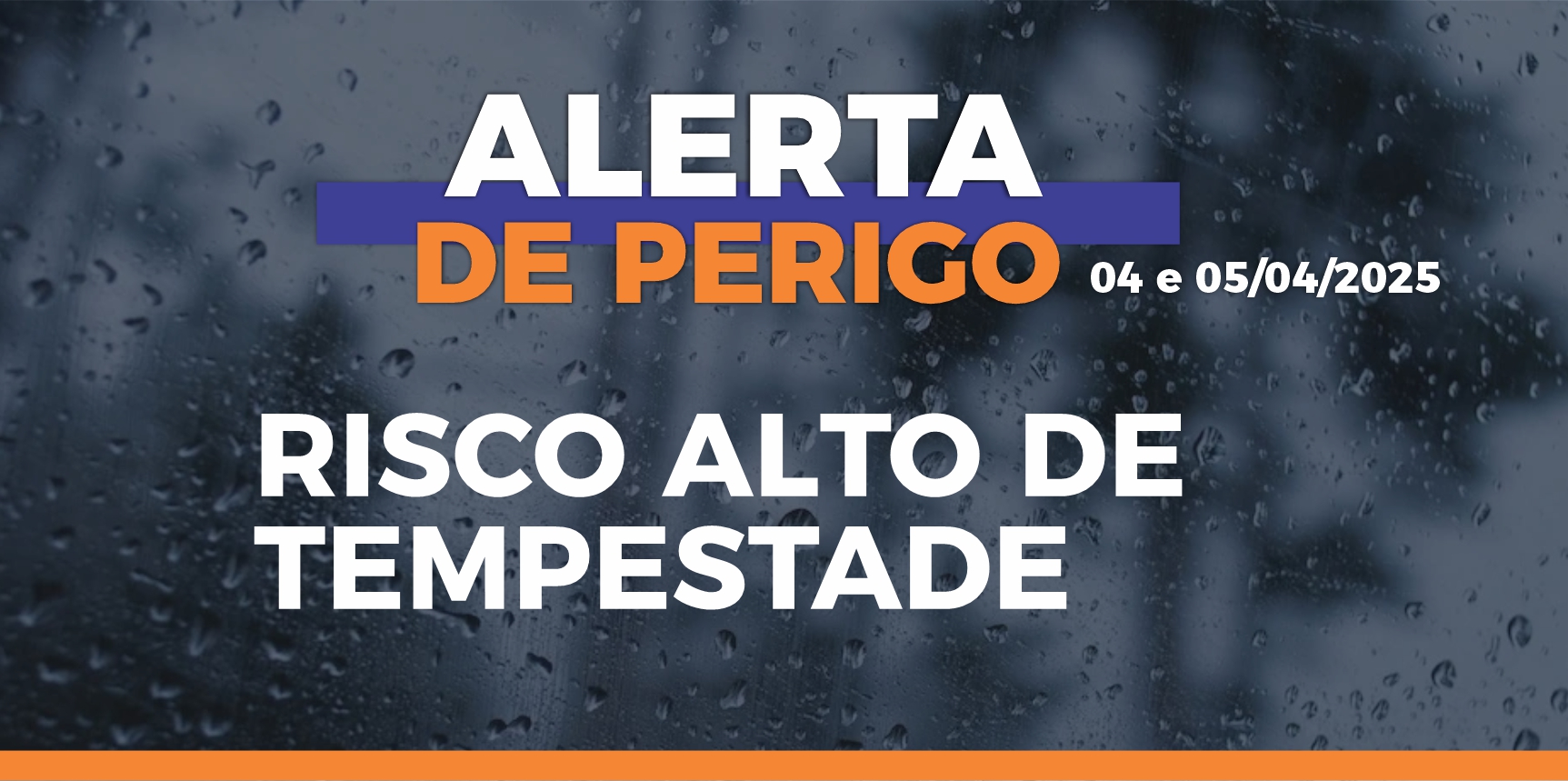 Defesa Civil emite alerta para risco alto de tempestade entre os dias 04 e 05 de abril