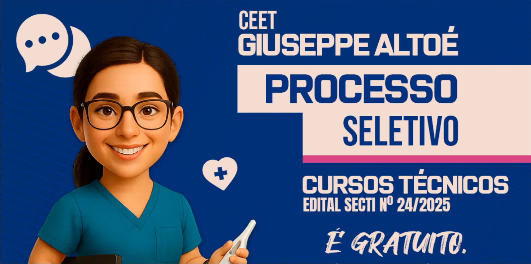 Inscrições abertas para cursos técnicos gratuitos no CEET Giuseppe Altoé
