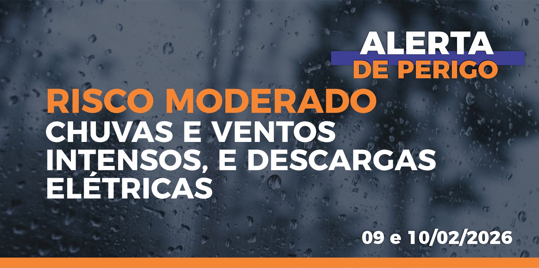 Defesa Civil emite alerta de risco moderado de chuvas intensas em Vargem Alta para os dias 09 e 10 de fevereiro