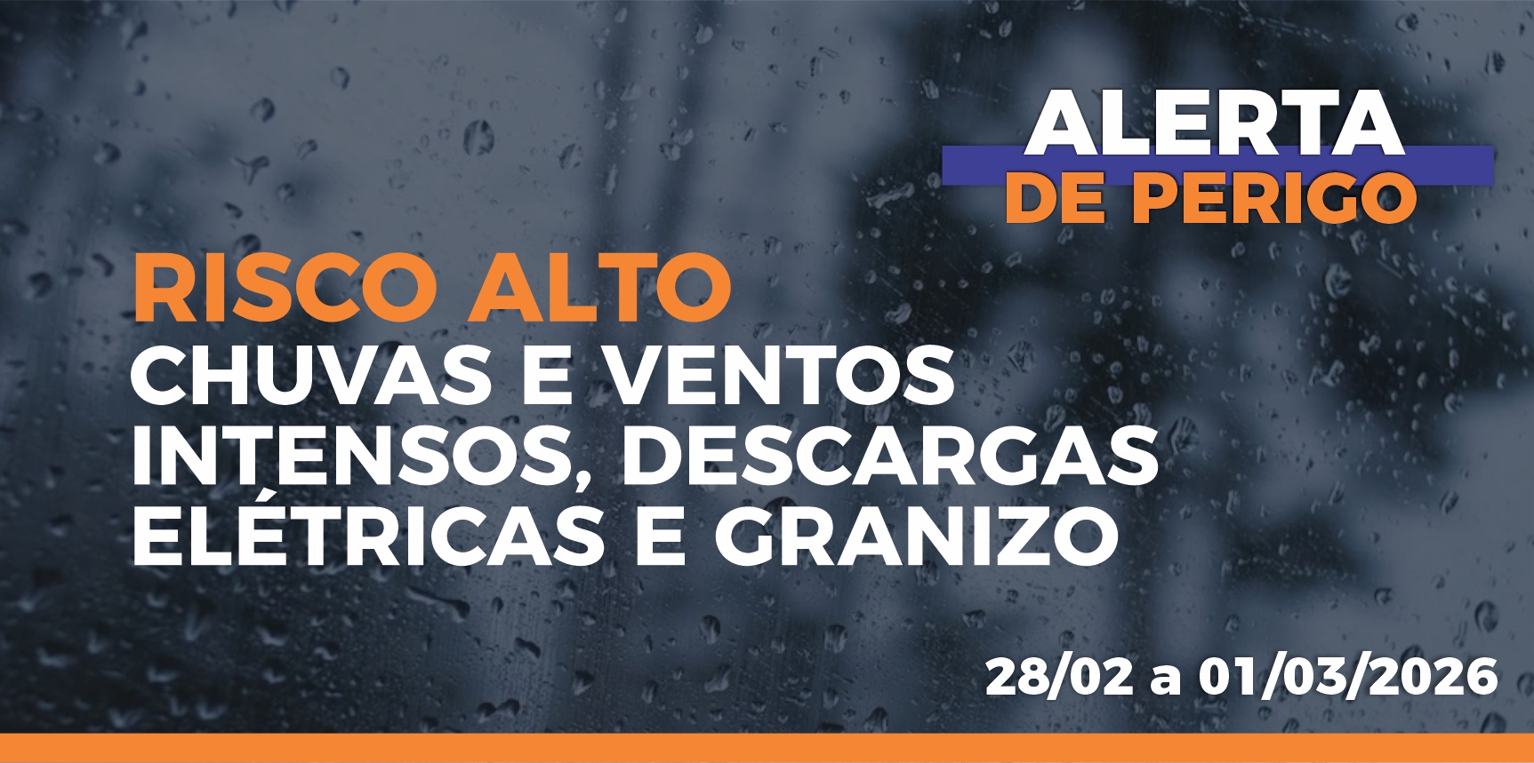 Defesa Civil emite alerta de risco alto para chuvas intensas em Vargem Alta entre os dias 28 de fevereiro a 01 de março