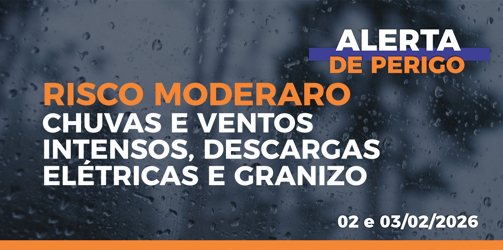 Defesa Civil emite alerta de risco moderado de chuvas intensas em Vargem Alta para os dias 02 e 03 de fevereiro