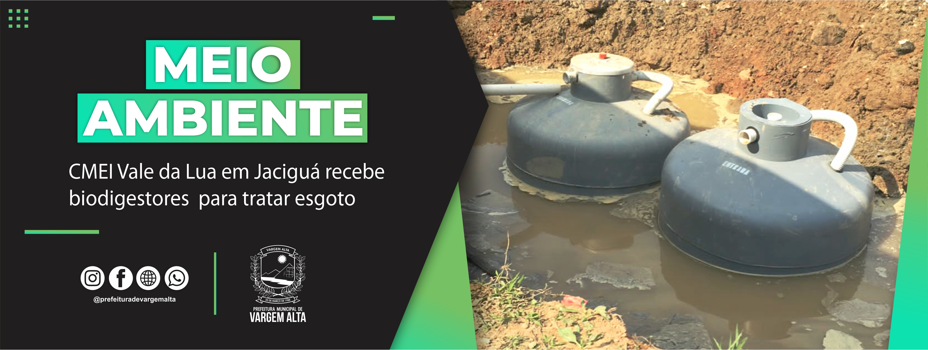 CMEI Vale da Lua em Jaciguá recebe biodigestores para tratar esgoto