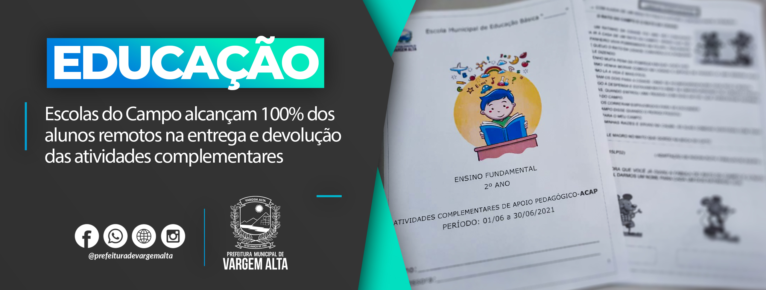 Escolas do Campo de Vargem Alta alcançam 100% dos alunos remotos na entrega e devolução das atividades complementares