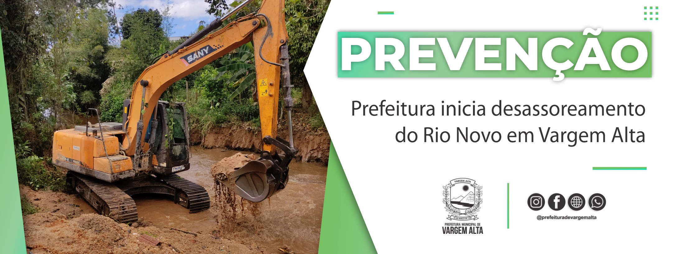 Prefeitura inicia desassoreamento do Rio Novo em Vargem Alta