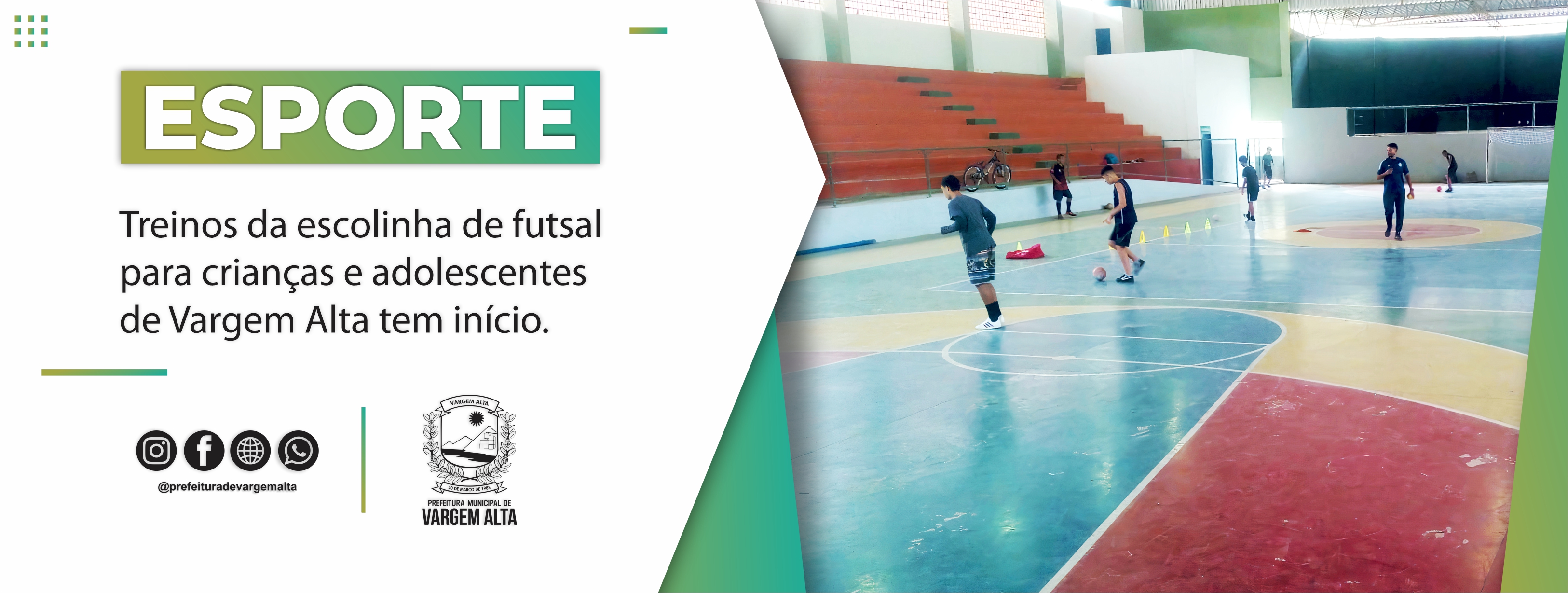 Treinos da escolinha de futsal para crianças e adolescentes de Vargem Alta tem início; saiba como se inscrever