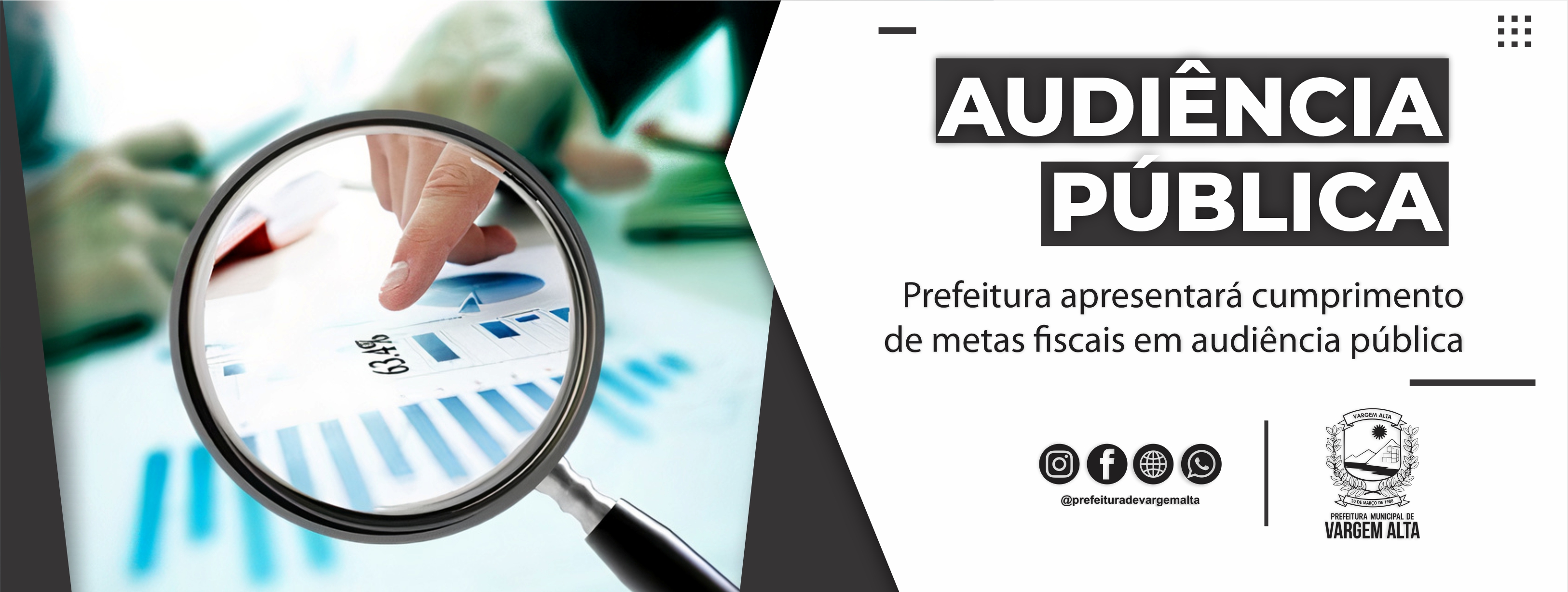 Prefeitura apresentará cumprimento de metas fiscais em audiência pública