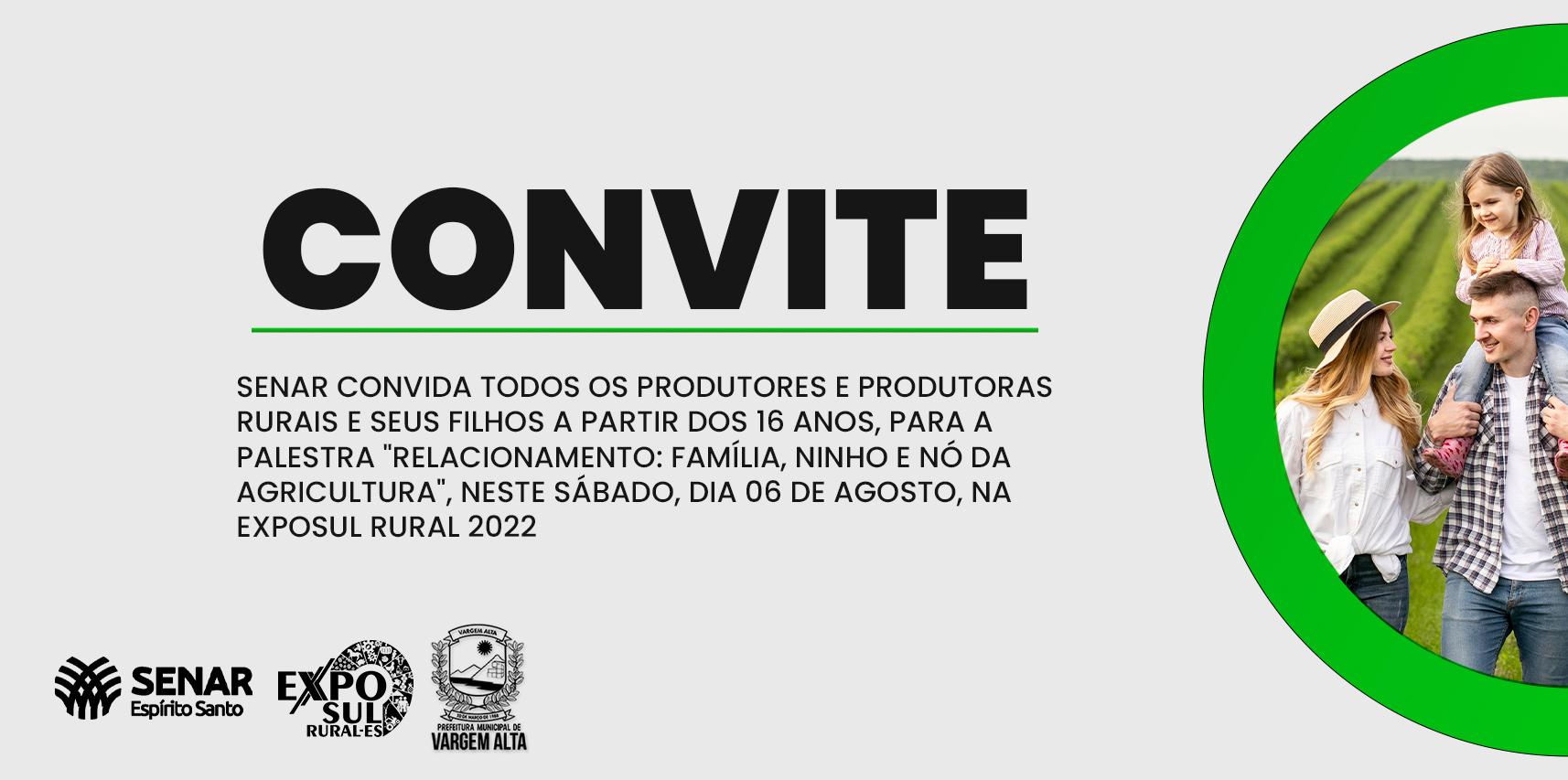 Convite: palestra abordará relação entre família e agricultura, neste sábado (6), na Exposul Rural 2022; saiba como se inscrever