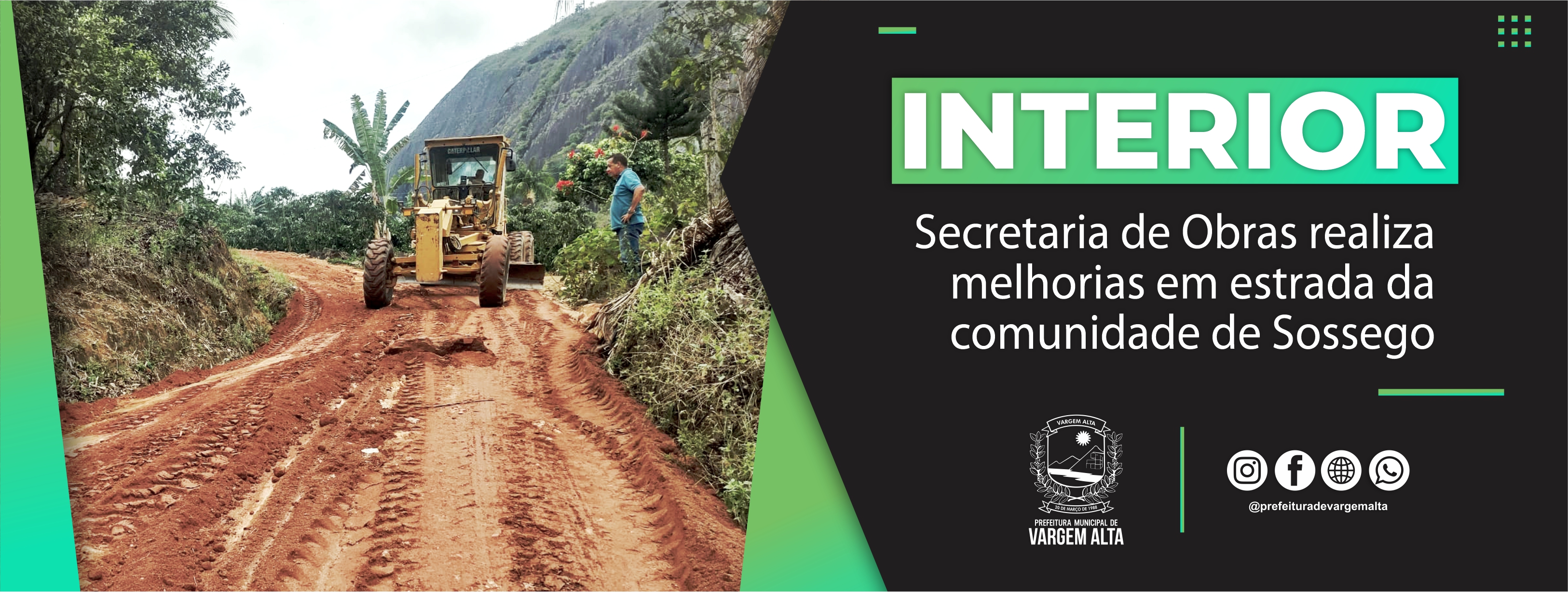 Secretaria de Obras realiza melhorias em estrada da comunidade de Sossego