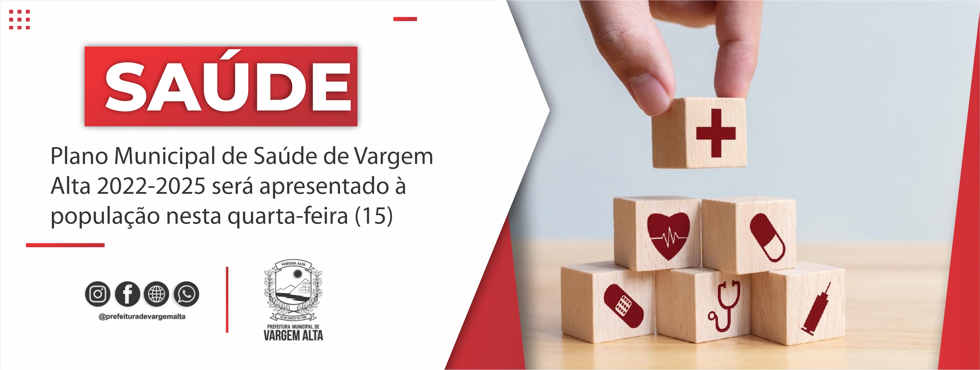 Plano Municipal de Saúde de Vargem Alta 2022-2025 será apresentado à população nesta quarta-feira (15)