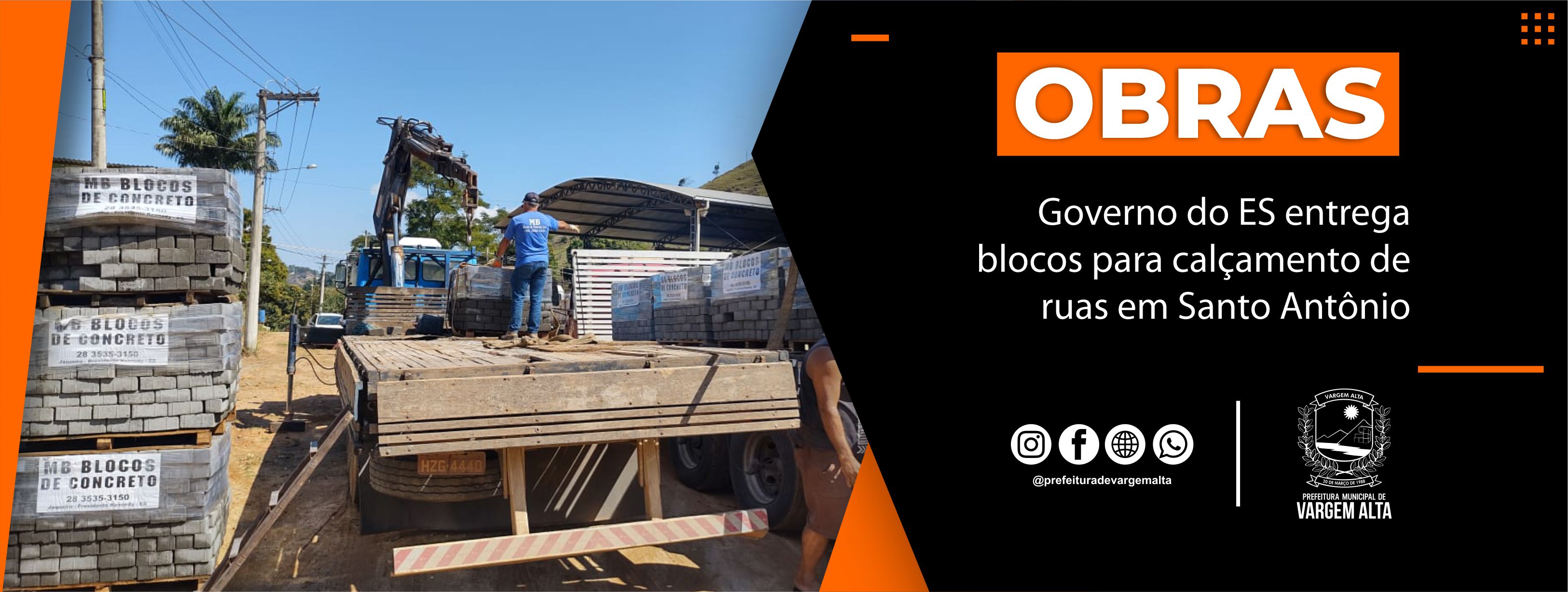 Governo do ES entrega blocos para calçamento de ruas em Santo Antônio