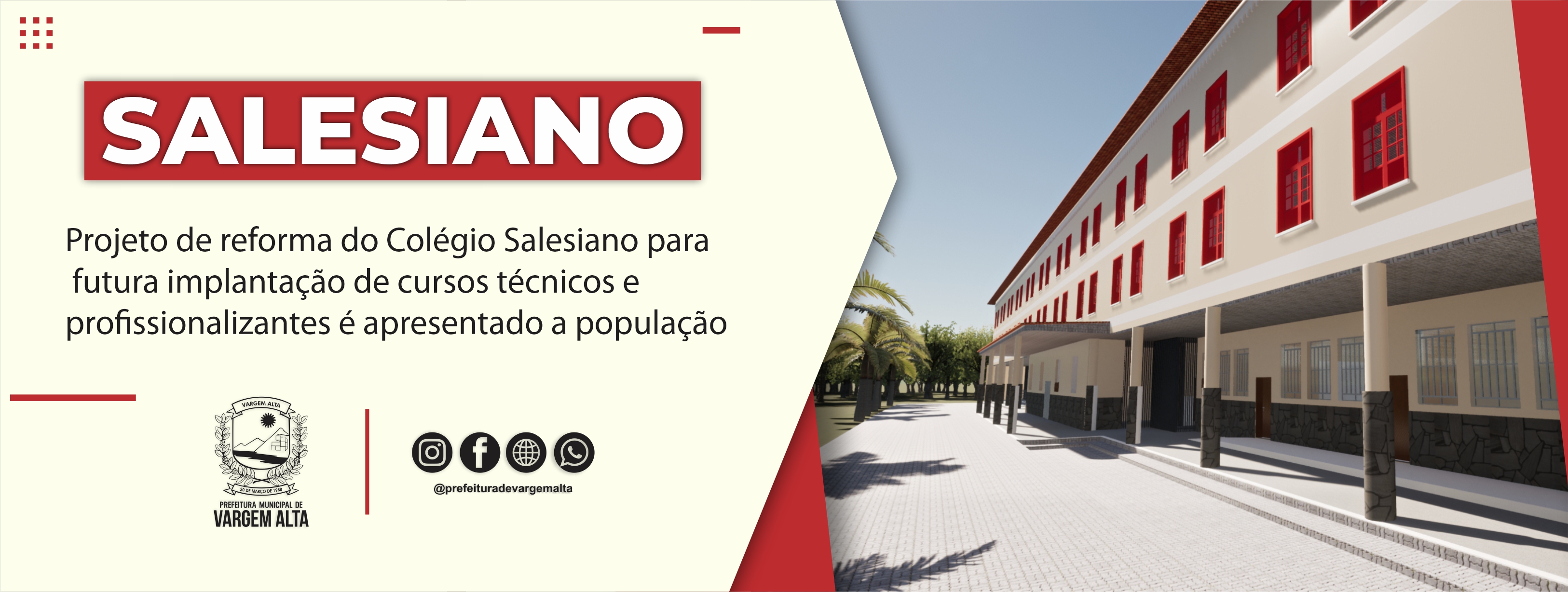 Projeto de reforma do Colégio Salesiano para futura implantação de cursos técnicos e profissionalizantes é apresentado a população