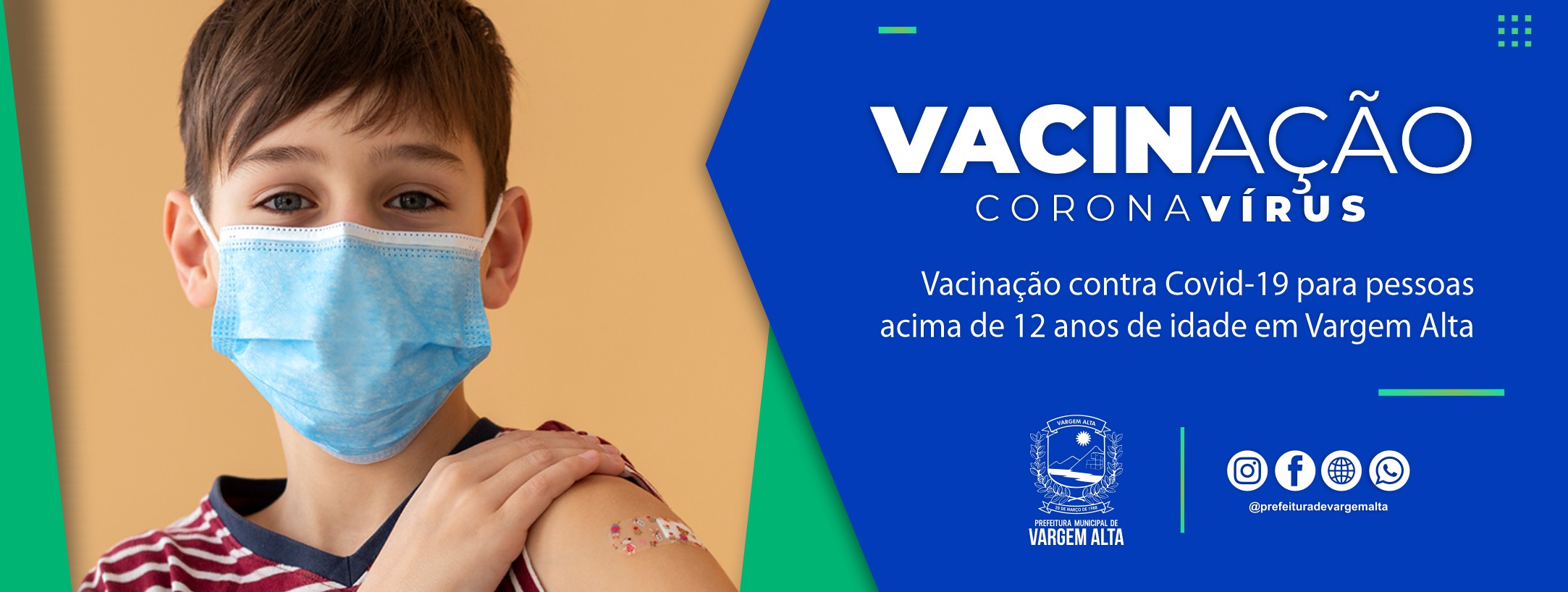 Vacinação Covid-19 para pessoas acima de 12 anos em Vargem Alta 