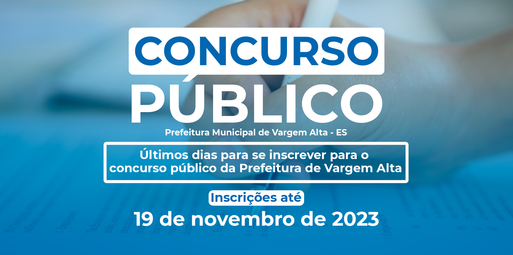 Últimos dias! Inscrições do Concurso Público da Prefeitura de