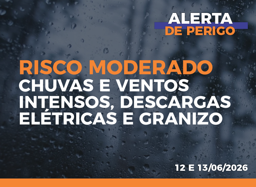 Imagem da notícia: Defesa Civil emite alerta de risco moderado para chuvas intensas em Vargem Alta entre os dias 12 e 13 de junho