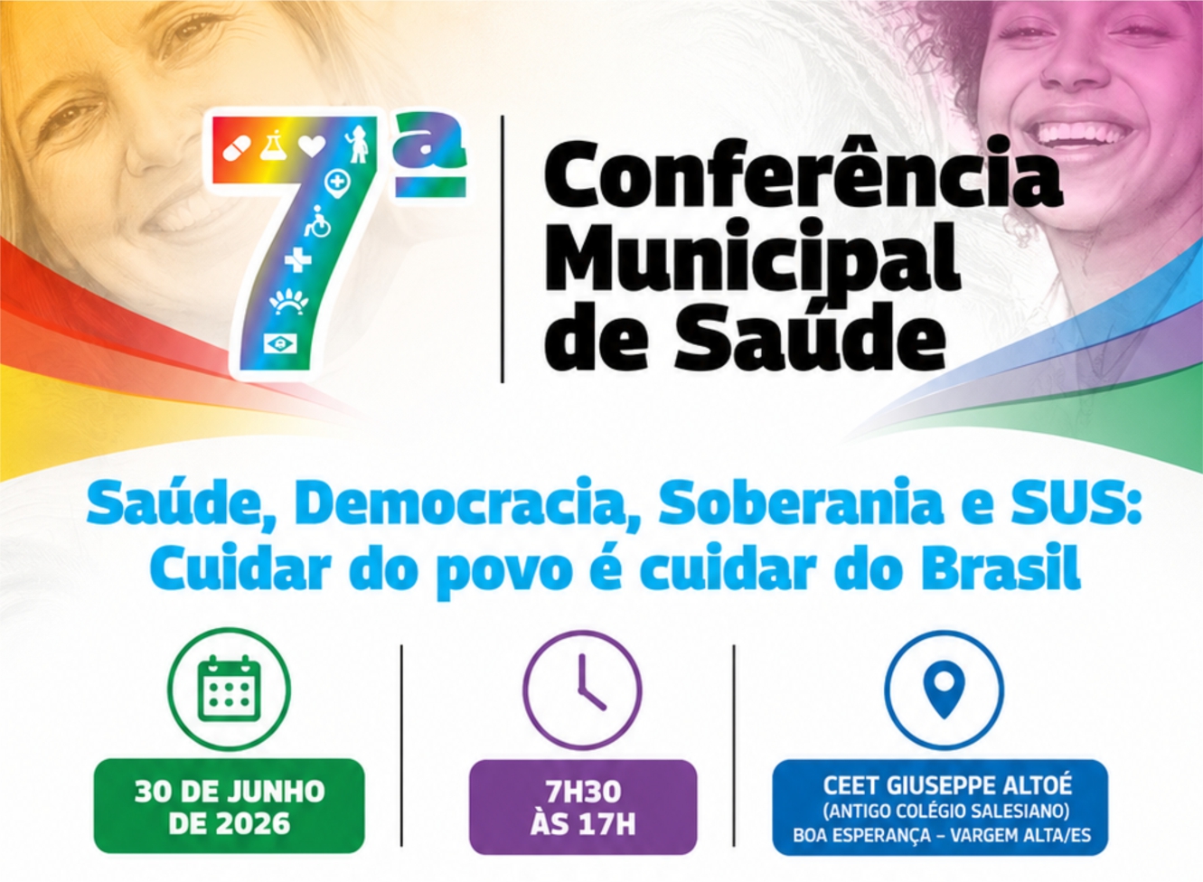 Imagem da notícia: Vargem Alta realizará a 7ª Conferência Municipal de Saúde no dia 30 de junho