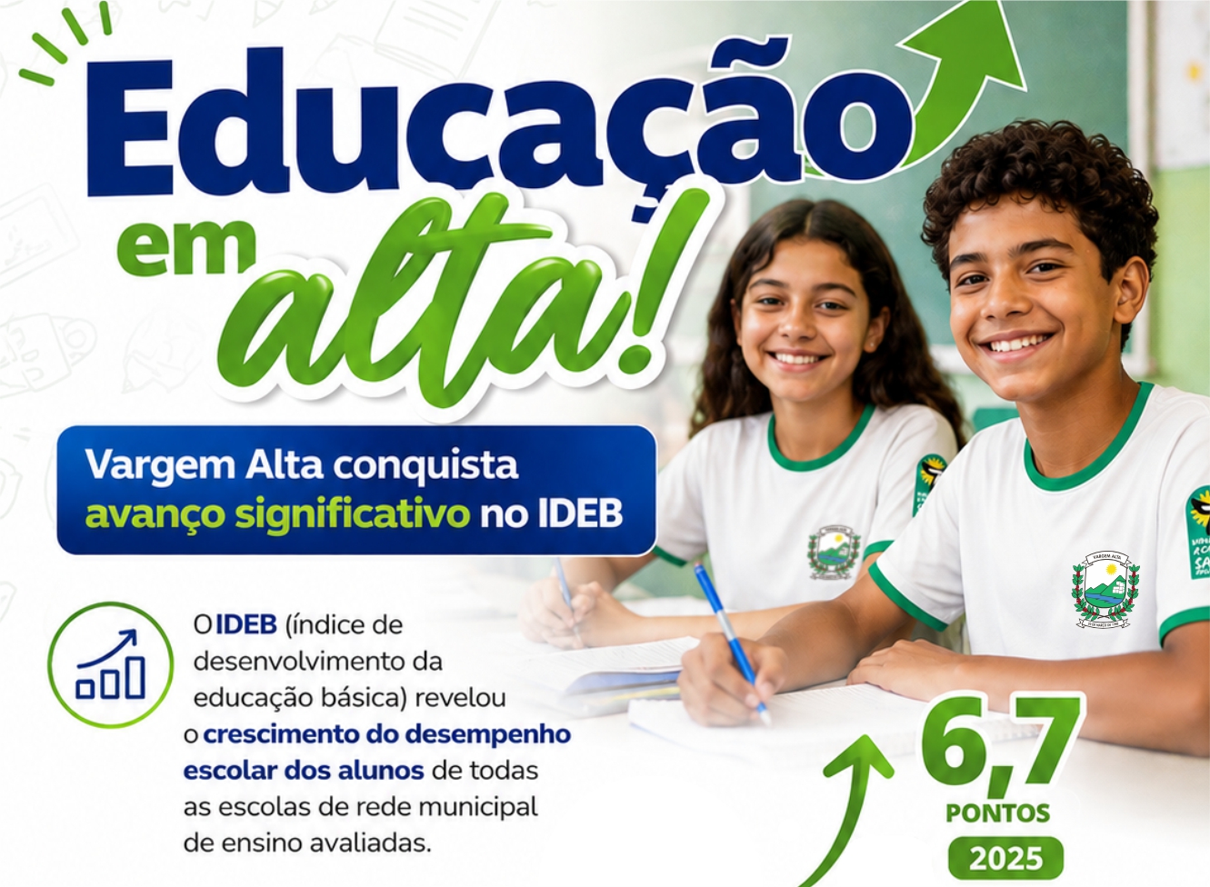 Imagem da notícia: Vargem Alta conquista avanço significativo no IDEB