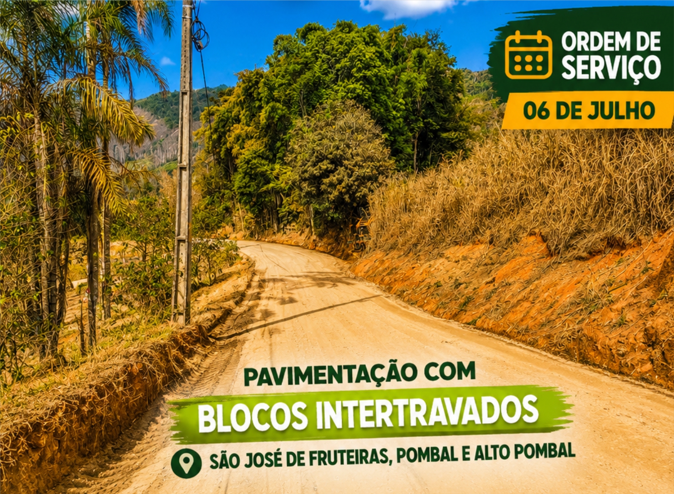 Imagem da notícia: Vargem Alta recebe Ordem de Serviço para obra de pavimentação de São José de Fruteiras x Alto Pombal