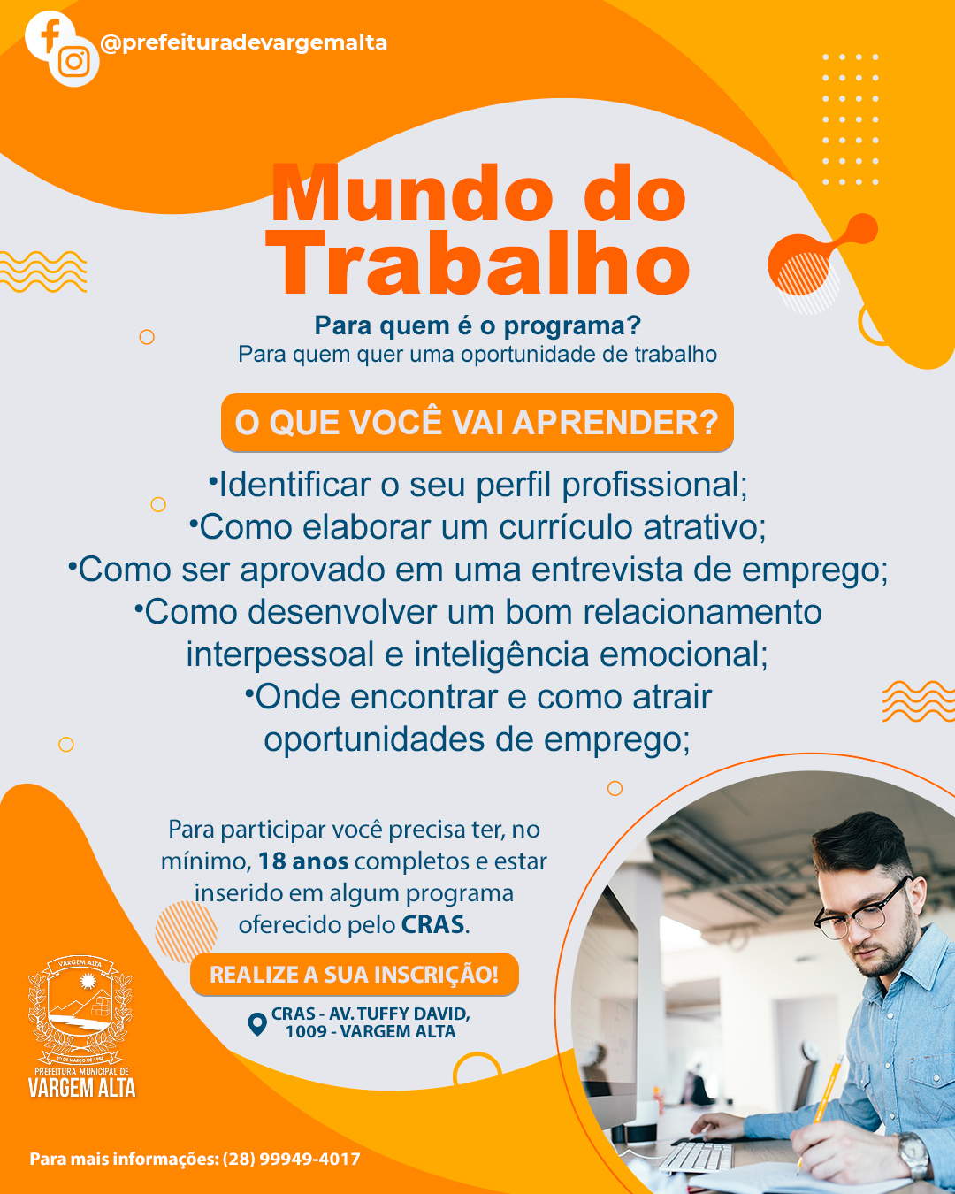 Mundo do Trabalho: Curso para capacitar jovens e adultos que estão em busca  de uma oportunidade de emprego